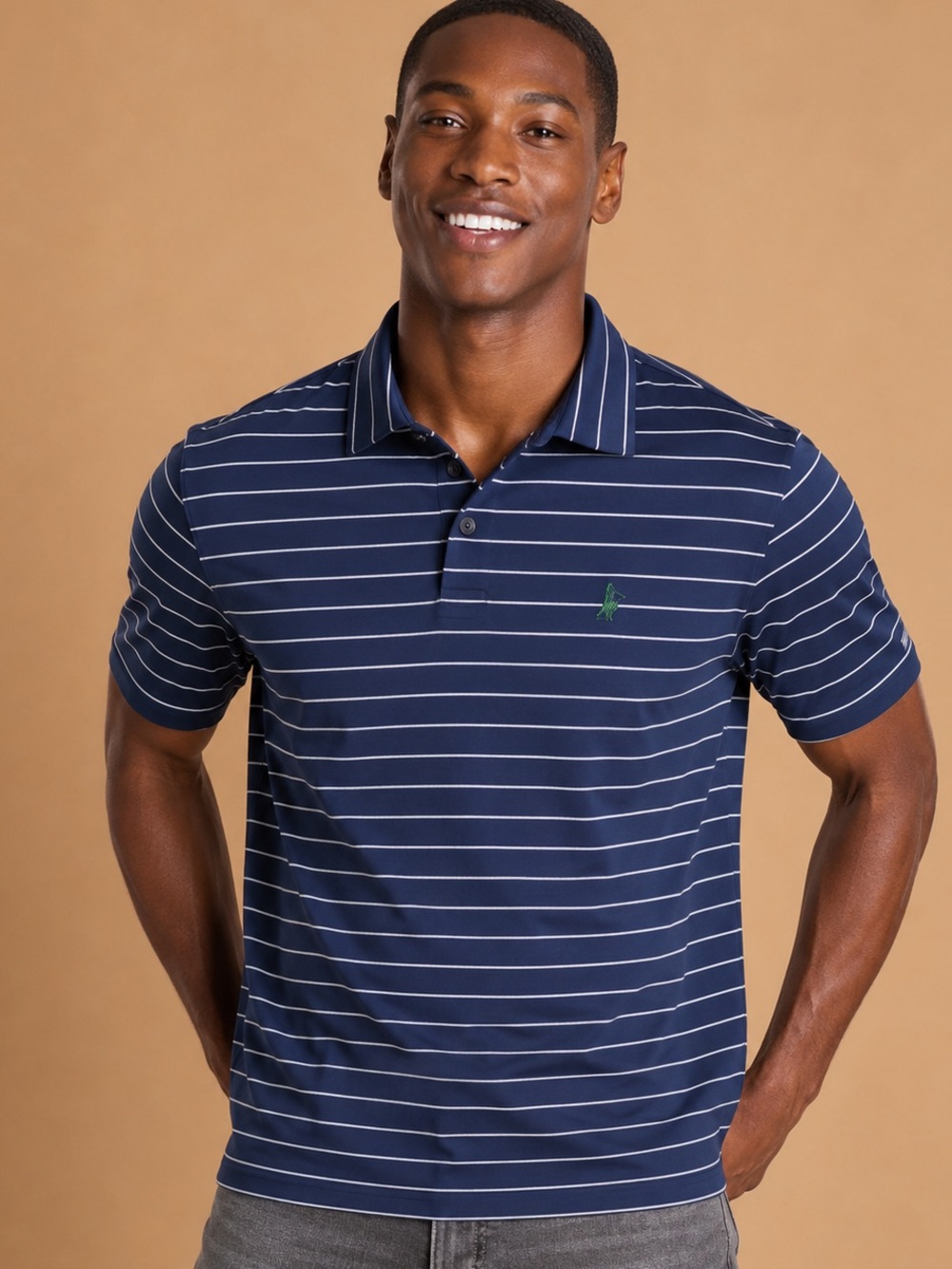 Fairway & Greene Navy and White Striped Polo